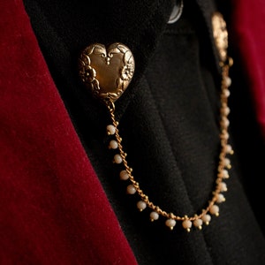 Heart Collar Pin/Heart Chain Pin/Heart Pin/Romantic Heart Pin/Beaded Collar Pin/Chain Pin/Vintage Style Pin/Collar Pin/Wedding Pin/Wedding