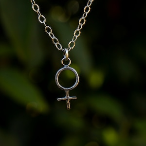 Female Symbol Necklace/Female Charm Necklace/Female Symbol Jewelry/Female/Gender Identity Necklace/Pride Necklace/Solid Sterling Silver