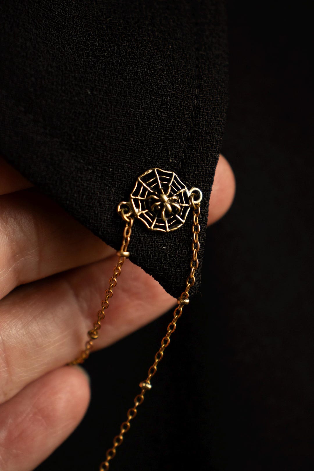 Spider Web Collar Chain Pin: Solid Brass Vintage Style Brooch - Etsy