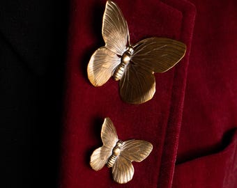 Brass Butterfly Pin: Vintage Style Art Nouveau Brooch