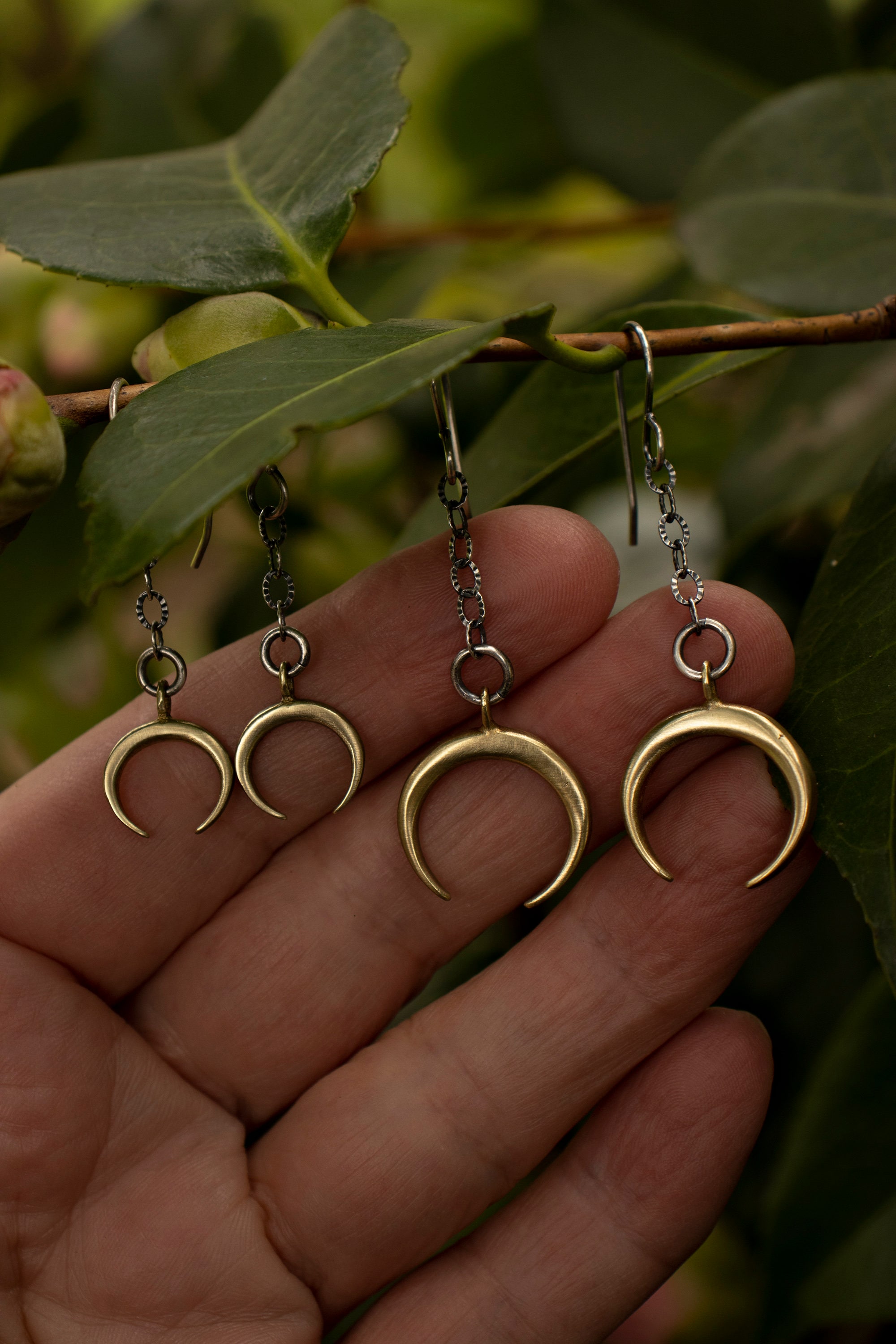 Crescent Moon Earrings moon Earrings north Node Earrings golden