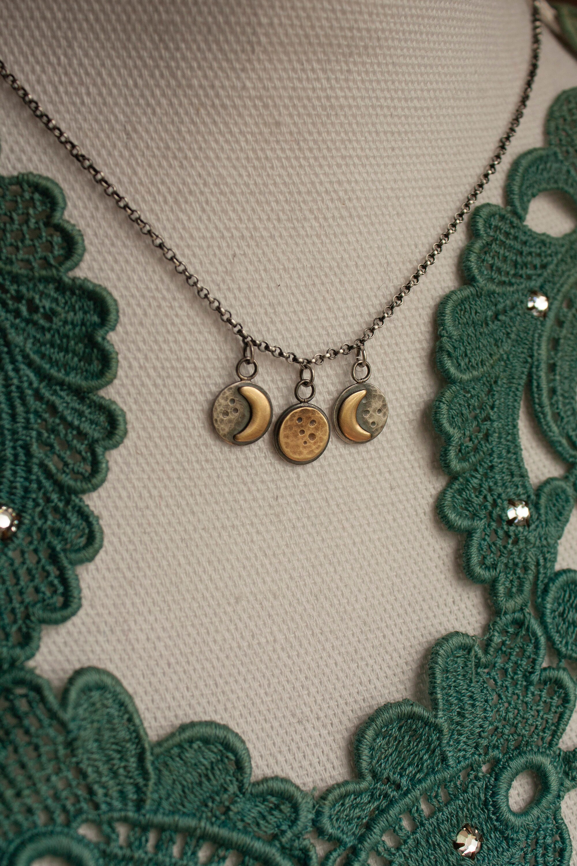 Triple Moon Diamond Necklace main image 1