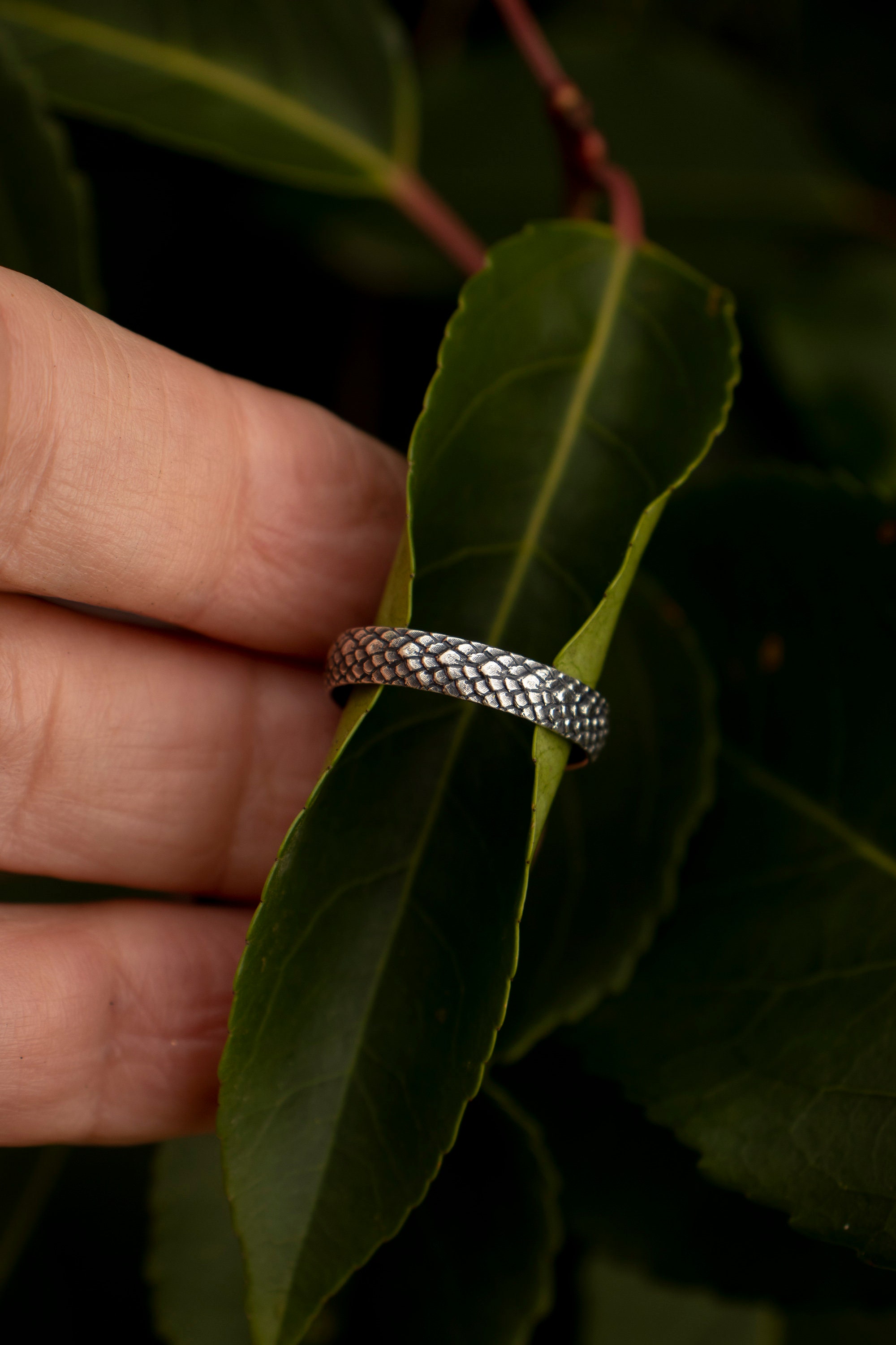 Snake Skin Pattern Rings Snake Skin Texture Stacking Ring - Solid Sterling Silver, Reptile Band ...