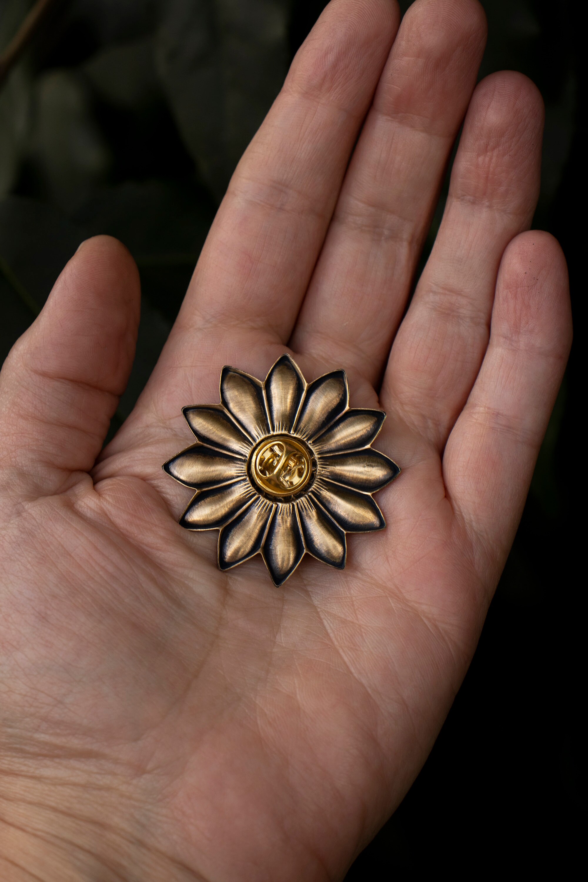 Broche Vintage Fleur De Tournesol - 6,5 Cm - Très Jolie - Neuf Sans Boîte