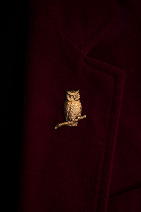 Owl Pin: Solid Brass Vintage Style Owl Brooch