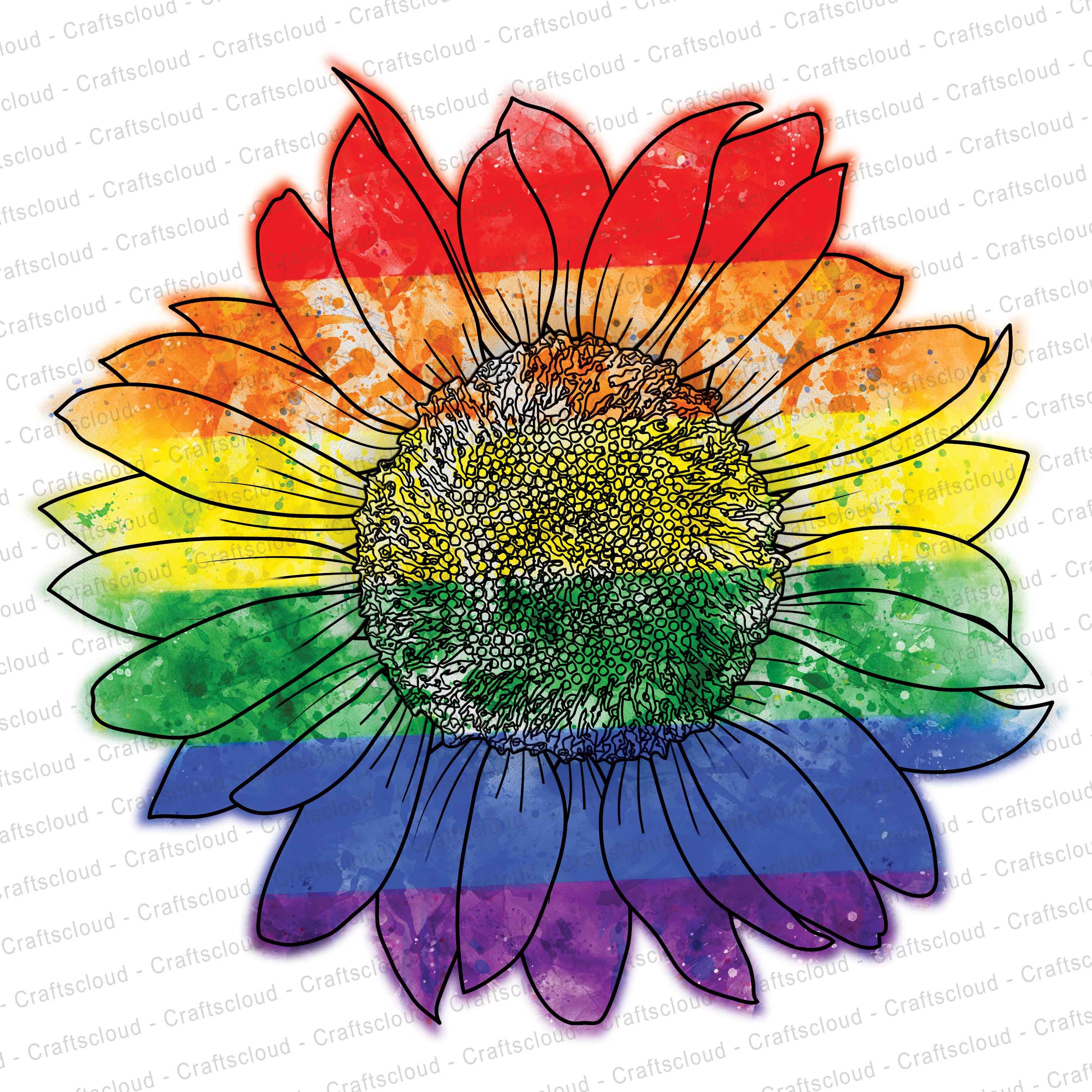 LGBT Pride Sunflower PNG File, Watercolor LGBTQ Pride Month