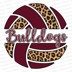 Bulldogs Maroon Volleyball Clip art, leopard Transparent PNG sublimation digital download, cheetah team