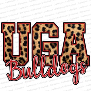 Uga bulldogs PNG leopard & Cheetah sublimation design download  | Png TRANSFER | HTV | Iron On