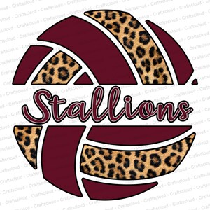 Stallions Volleyball Clip art, leopard Maroon team Transparent PNG sublimation digital download, cheetah team