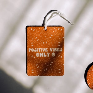 Car Air Freshener Hanging – Long Lasting Scent, Positive Vibes Only Rearview Mirror Car Accessory