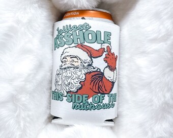 Jolliest asshole Christmas stocking stuffer, Gifts for dad, funny Christmas gift, husband Christmas gift, funny Santa beer sleeve