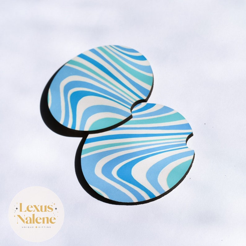 Neoprene Car Coasters – Retro Blue Absorbent Cup Holder Inserts, Reusable & Washable Coasters imagem 9