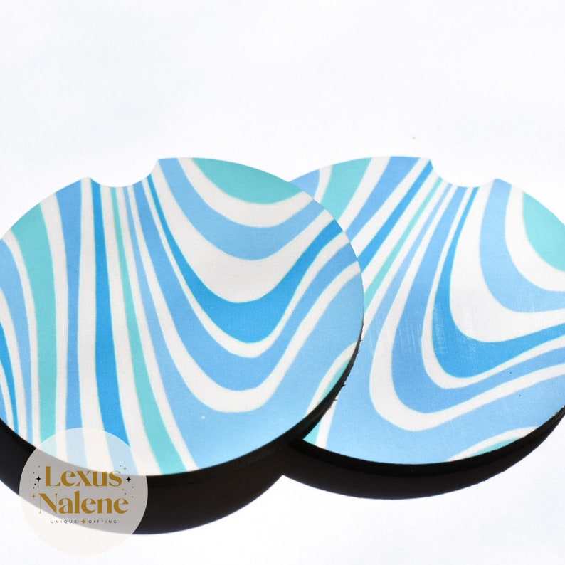 Neoprene Car Coasters – Retro Blue Absorbent Cup Holder Inserts, Reusable & Washable Coasters imagem 5