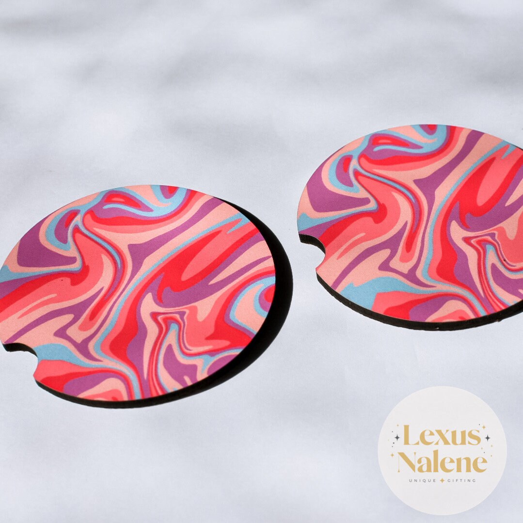 Psychedelic Car Accessory Coaster Set Cute Car Accessories Etsy
