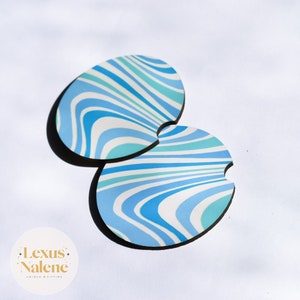 Neoprene Car Coasters – Retro Blue Absorbent Cup Holder Inserts, Reusable & Washable Coasters imagem 7