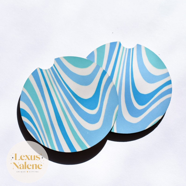 Neoprene Car Coasters – Retro Blue Absorbent Cup Holder Inserts, Reusable & Washable Coasters imagem 6