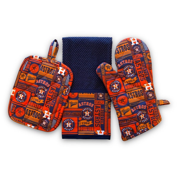 Houston Astros | Pot Holder Set | Tailgate | Towel | Oven Mitt | Gift | Baseball | Sports