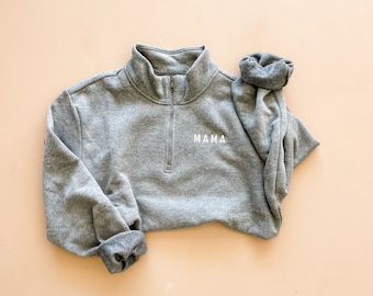 MAMA 1/4 zip Grey crew