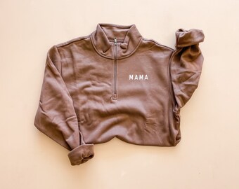 MAMA 1/4 zip Chocolate crew