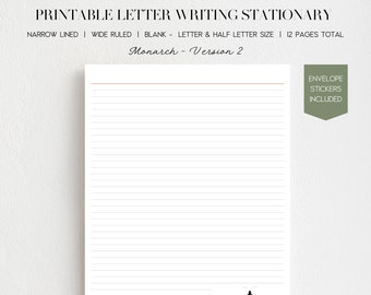 JW Letter Writing Stationary | Printable Letter Writing Template | JW Gifts | JW Note Pages | Jehovah's Witnesses | Ministry | Monarch v2