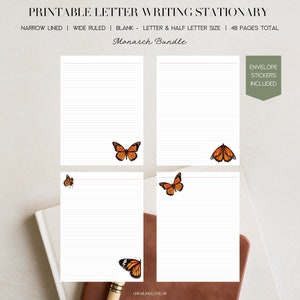 JW Letter Writing Stationary | Printable Letter Writing Template | JW Gifts | JW Note Pages | Jehovah&#39;s Witnesses | Monarch Bundle