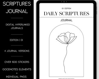 JW Daily Text Journal, Digital Daily Scriptures Journal, JW Baptism Gifts, JW Notebook, 4 Notebook Versions, Digital Sticker Kit