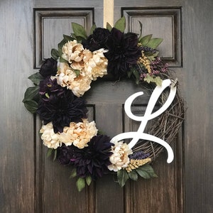 Custom Everyday Front Door Wreath.  Your Colors and Initials. Customized Wreath. Everyday Wreath. Custom Wreath. Great housewarming gift!