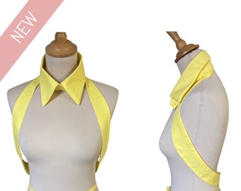 Ceinture de col de chemise jaune | Batiste Coton | Mode chemise| Accessoire à la mode | Looks polyvalents | réglable | taille unique