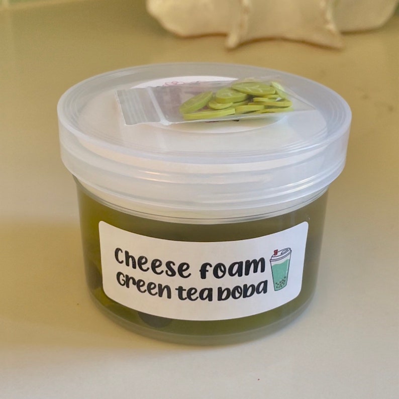 Cheese Foam Green Tea Boba Etsy