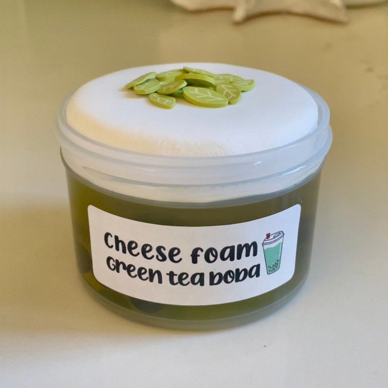 Cheese Foam Green Tea Boba Etsy