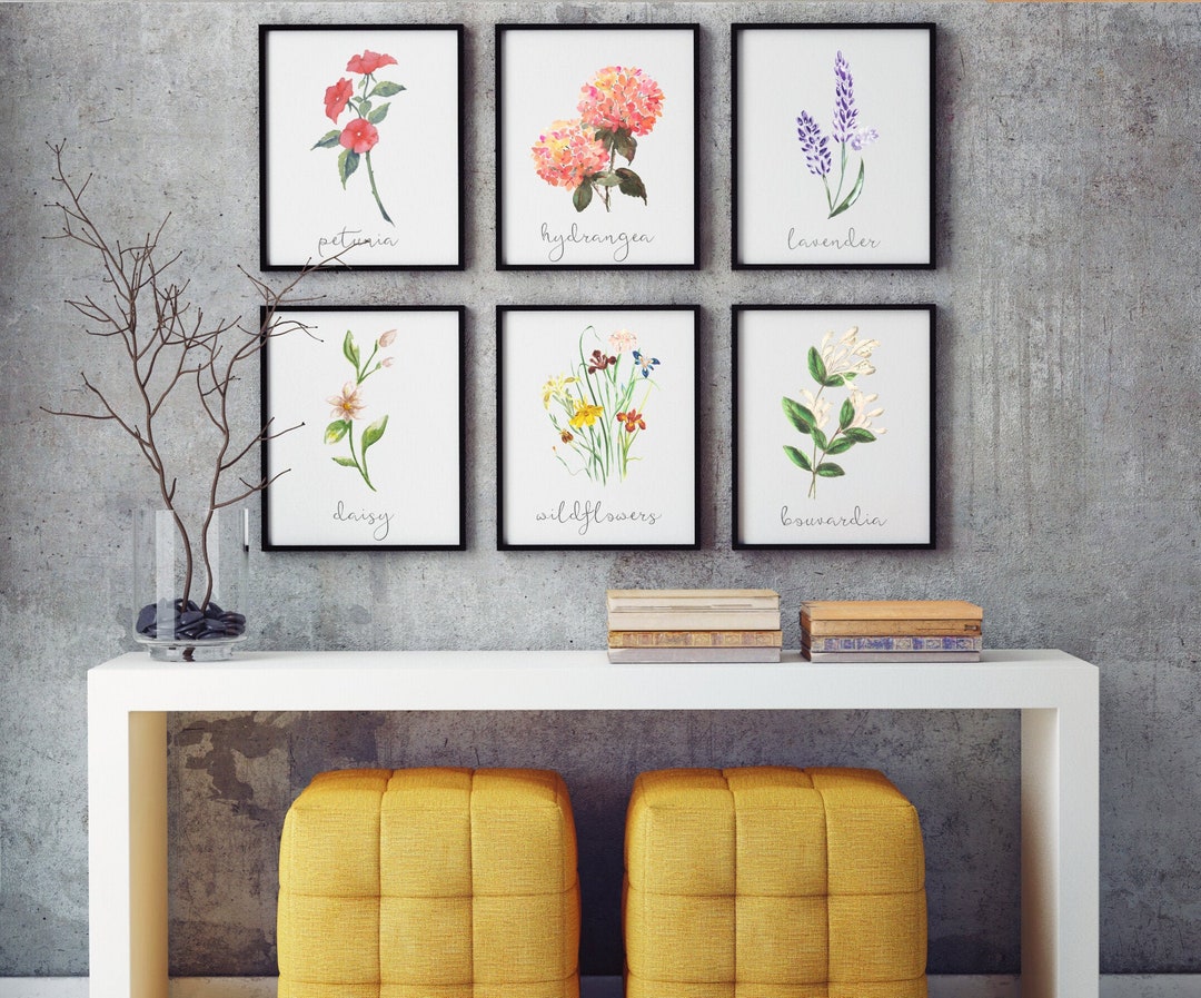 Floral Watercolor Digital Print Bundle Set of 5 Watercolor Floral Print ...