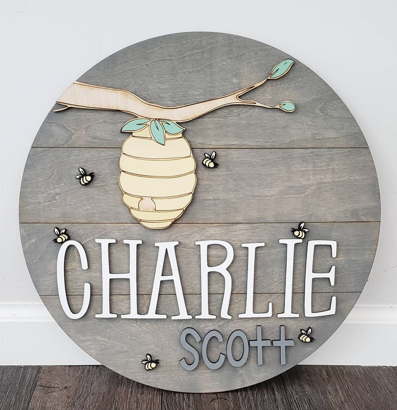 Winnie the Pooh Circle Sign Custom Name Sign Nursery Decor Disney Decor Wood Circle Home Decor Hundred Acre Woods image 7