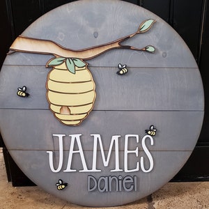 Winnie the Pooh Circle Sign Custom Name Sign Nursery Decor Disney Decor Wood Circle Home Decor Hundred Acre Woods image 9