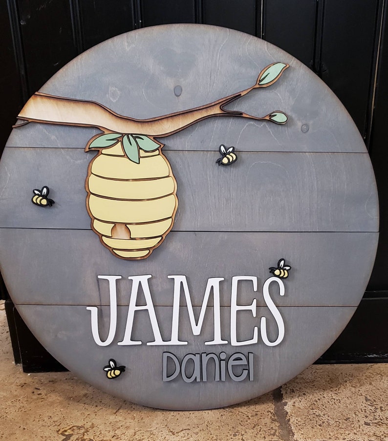 Winnie the Pooh Circle Sign Custom Name Sign Nursery Decor Disney Decor Wood Circle Home Decor Hundred Acre Woods image 9