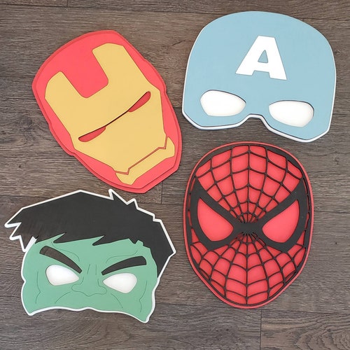 Wood Superhero Masks / Superhero Room Decor / Nursery Decor / - Etsy