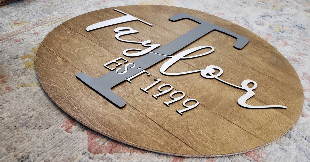 Name Sign Custom Est Last Name Sign Family Name Sign Shiplap Circle - Etsy