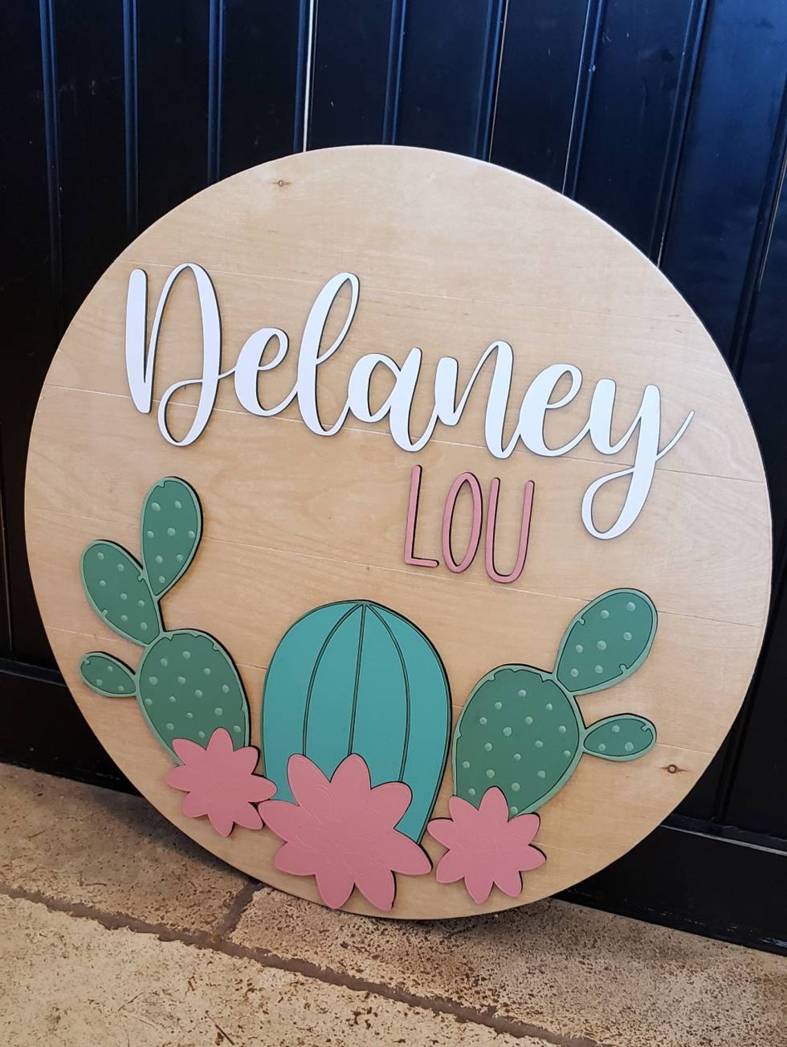 Succulent Cactus Name Sign Custom Name Sign Cactus Decor Etsy