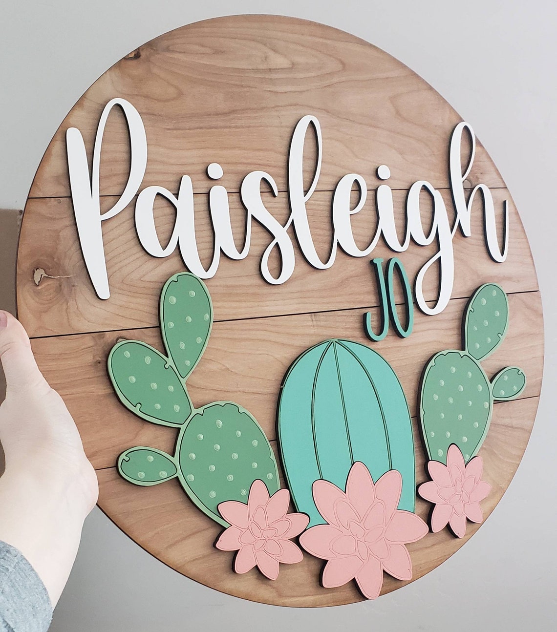 Succulent Cactus Name Sign Custom Name Sign Cactus Decor Etsy
