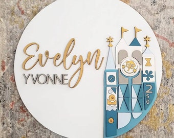 It's A Small World | Custom Name Sign | Nursery Decor | Disney Decor | Wood Circle | Home Decor | Disneyland |