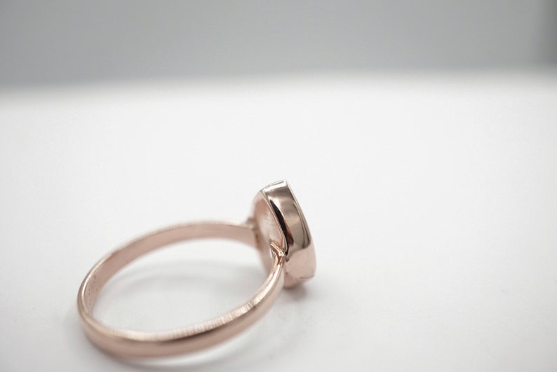 Dainty Delicate Gift For Her Bridesmaids nature flower lover Size 6.5 Real Tiny Flower and Turquoise Gem Set In Rose-Gold-Plated Ring