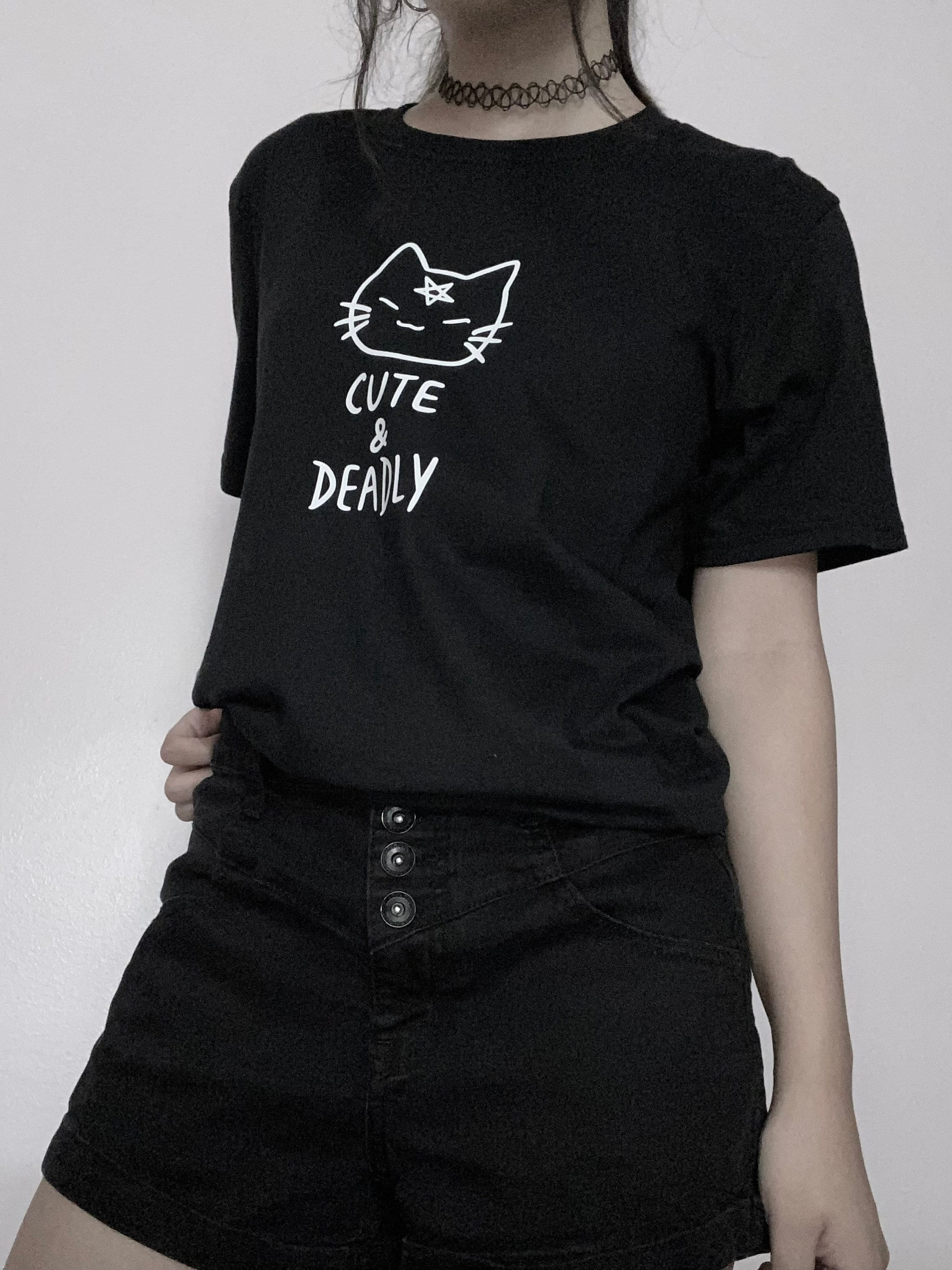 Cute & Deadly Demon Cat Adults Unisex T-shirt - Etsy