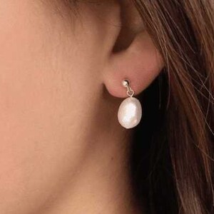 925 Sterling Silver Pearl Earrings | Organic White Pearl Earrings | Classy Pearl Earrings | Stud Pearl Earrings | Classy Earrings