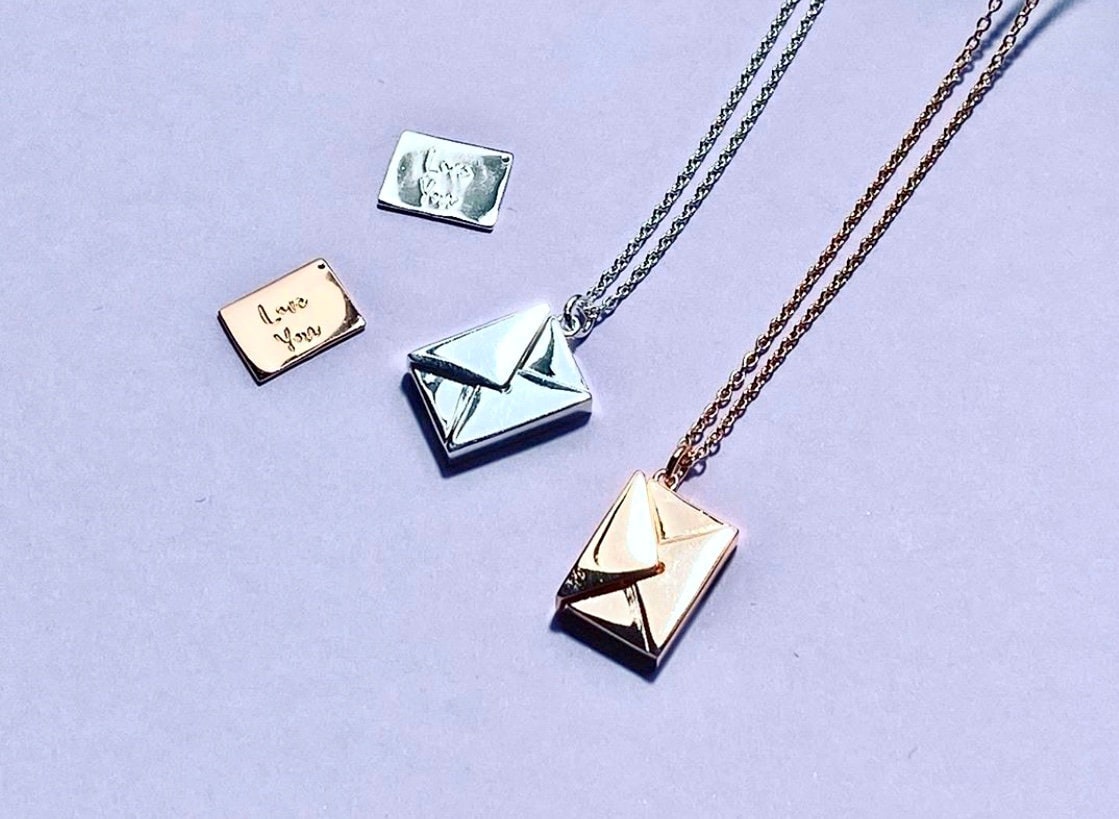 I Love You 925 Sterling Silver Envelope Necklace Love Letter