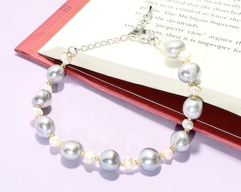 Organic Grey Pearl Bracelet | Gray Pearl Bracelet | Classy White Pearl Bracelet | Great Gift For Her | Necklace For Events Or Wedding