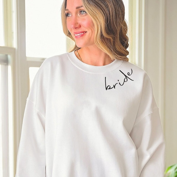 Minimal Bride Crewneck | Bride Gift | Getting Ready Crew Neck | Custom Collar Sweatshirt