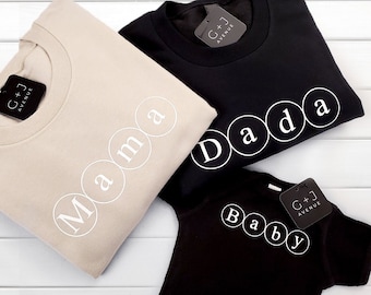 Mom Dad Matching Crewnecks | Mama Dada Mini Sweatshirts |  Mothers Day Gift |  Family Outfit | Mom Dad Baby bodysuit