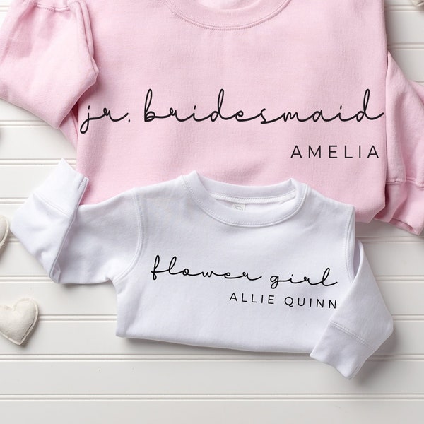 Personalized Flower Girl Sweatshirt, Jr Bridesmaid Sweater with Name, Custom Flower Girl Gift, Toddler Sweatshirt