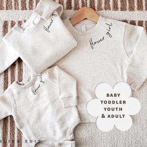 Flower Girl Sweatshirt or Fleece Baby Romper Bodysuits | Minimal Wedding Party Gifts for kids