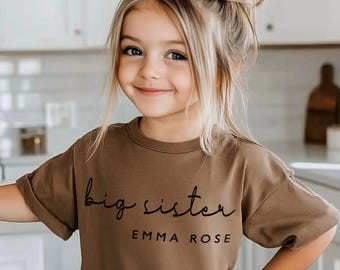 Custom Big Sister T-Shirts or Bodysuit with Name | Custom Big Sister Tee