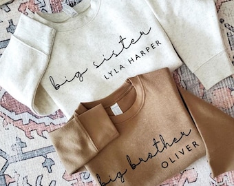 Custom Name Big Brother Sweatshirt or Bodysuit | 2nd Baby Big Bro and Little Bro Personalized Gift | New Baby Announcement 2026